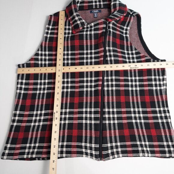 Chaps Asymmetric Zip Plaid Sweater Vest Womens 2X Cotton Knit Preppy Cabincore - Picture 4 of 15
